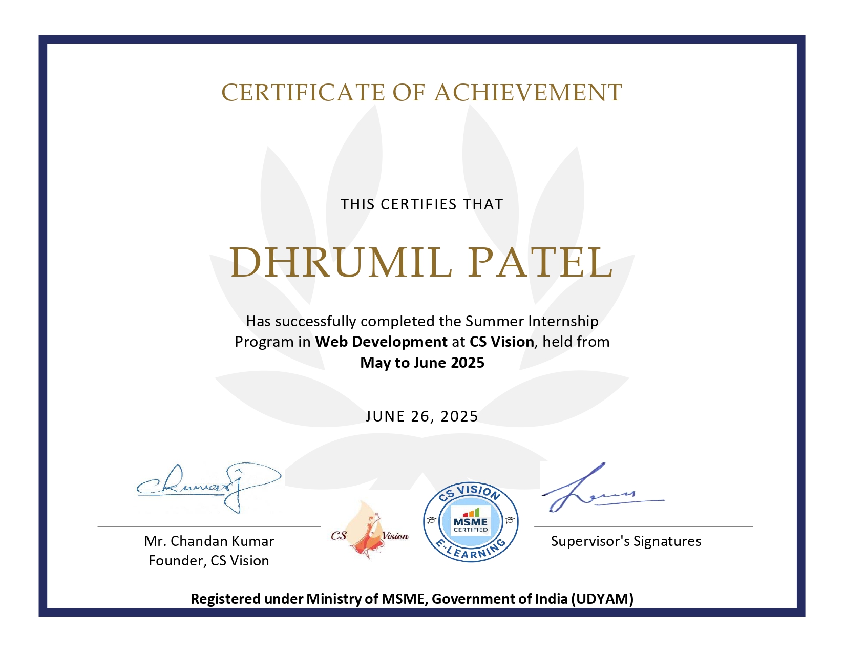 Dhrumil Certificate