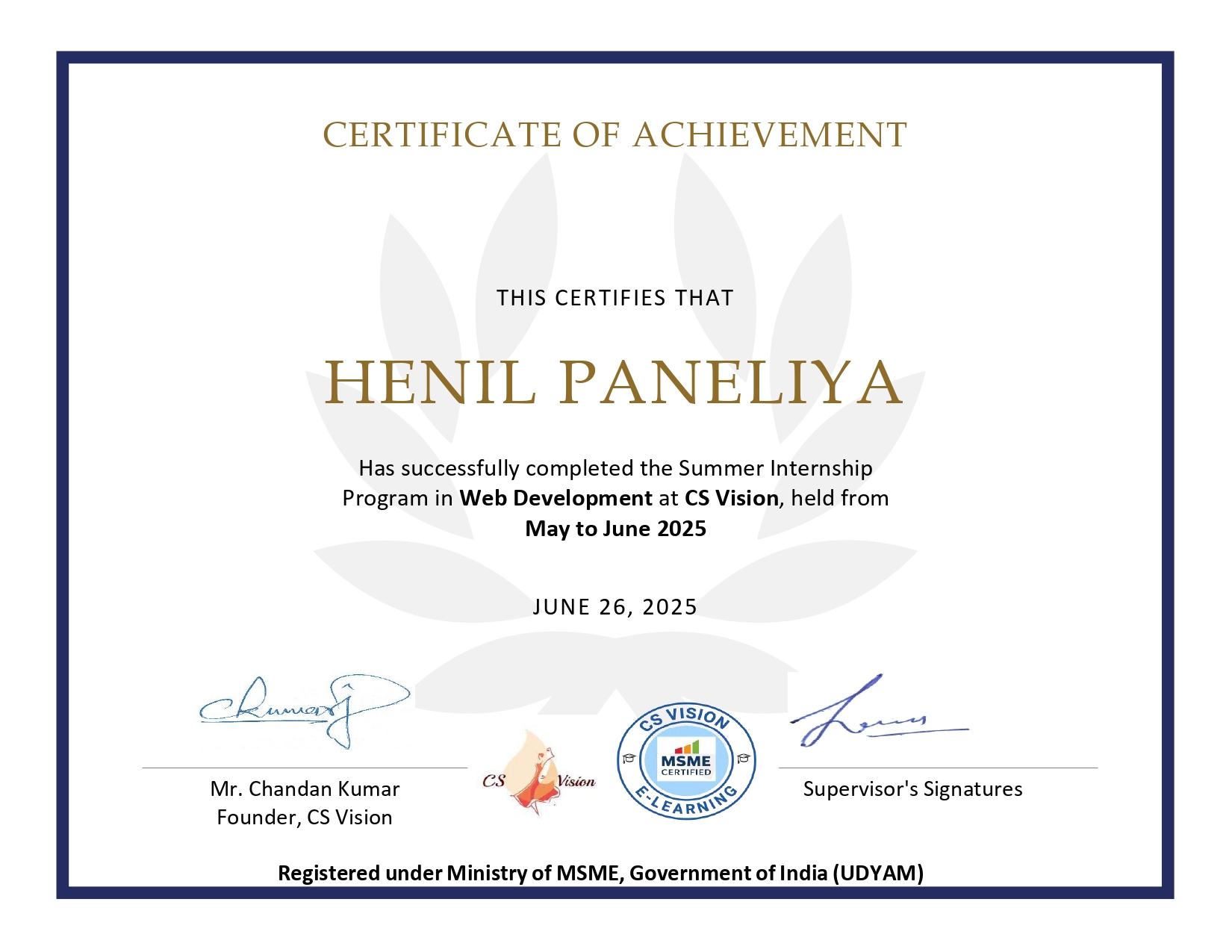 Henil Certificate