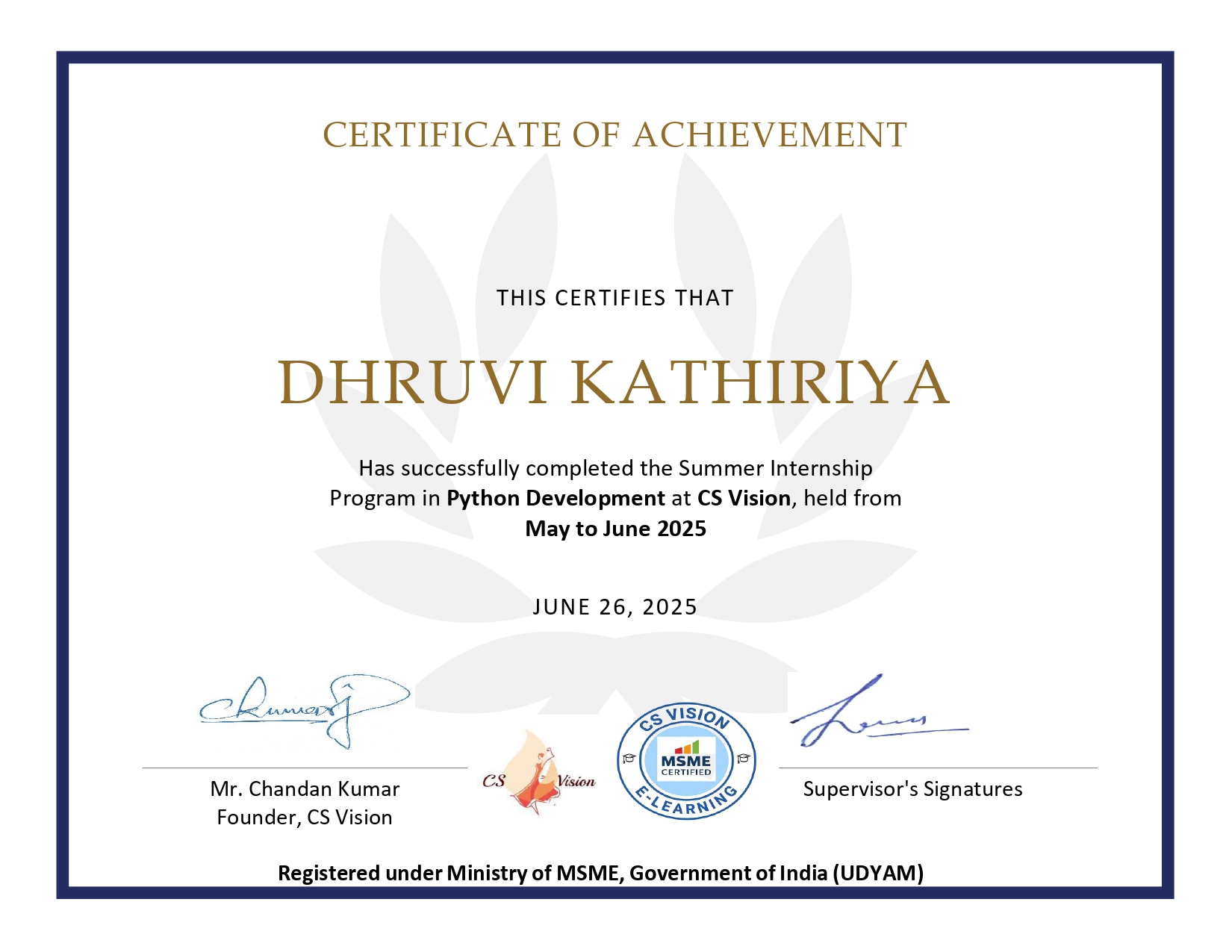 Kathiriya Certificate