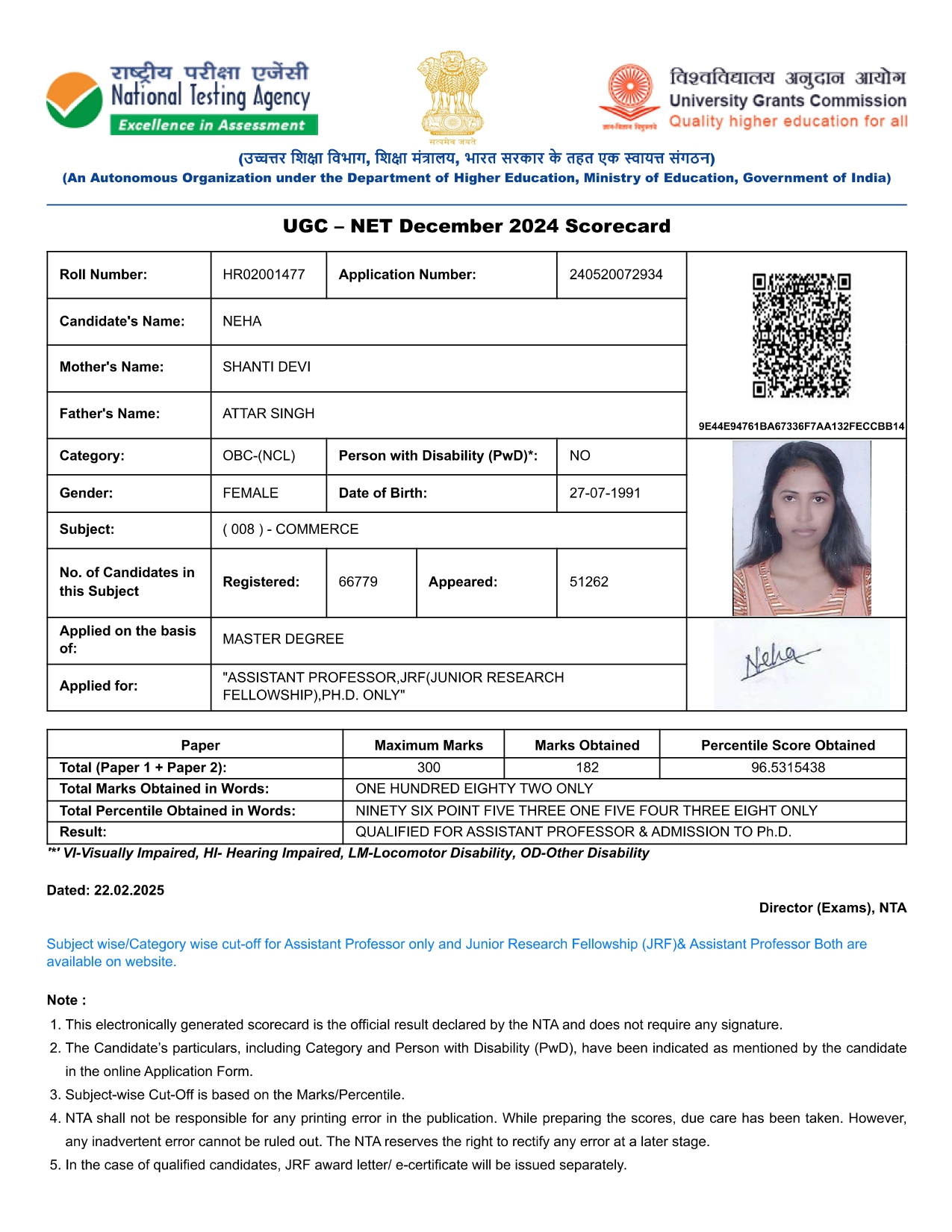 Neha Result