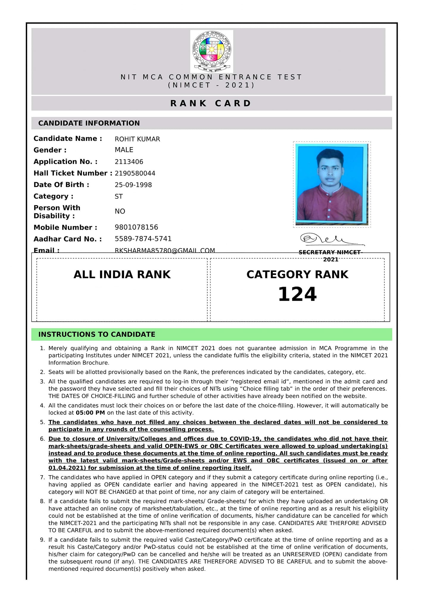 Rohit Result